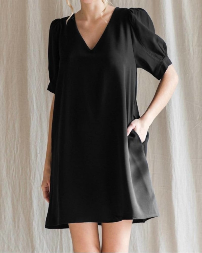 Front of a model wearing a size Large Burst Of Joy Dress In Black in Black by Jodifl. | dia_product_style_image_id:346514